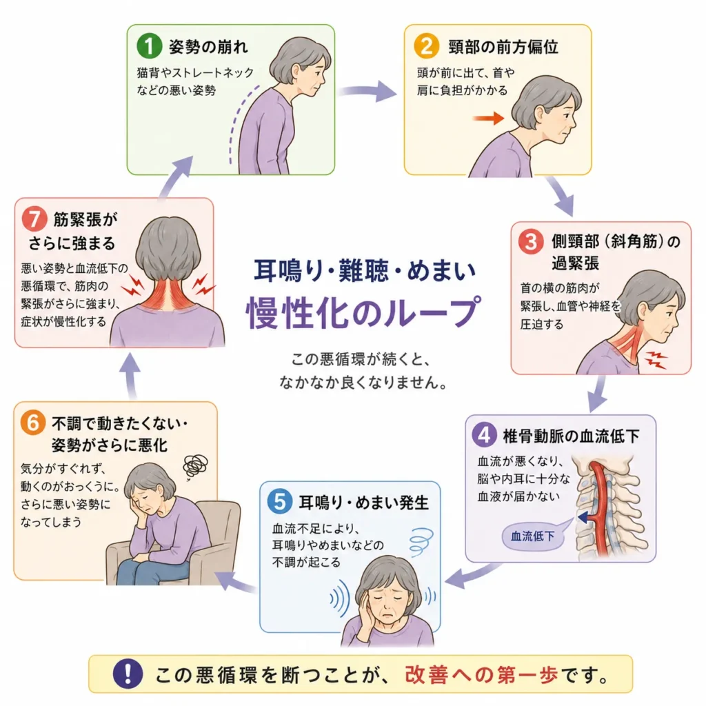耳鳴り難聴めまいの慢性化のループ